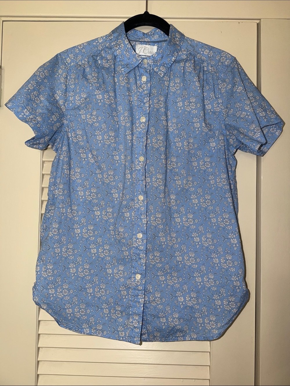 J. Crew Light Blue Floral Short-Sleeve Button-Down Shirt